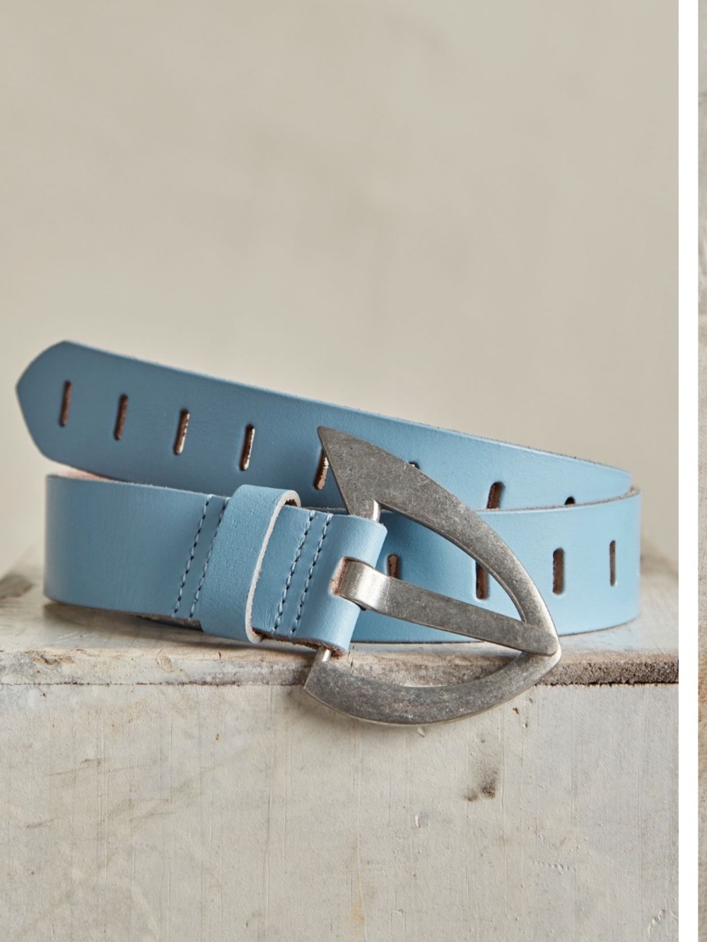 We The Free Noa Leather Belt - Light Blue NWT Color is Salt Water blue